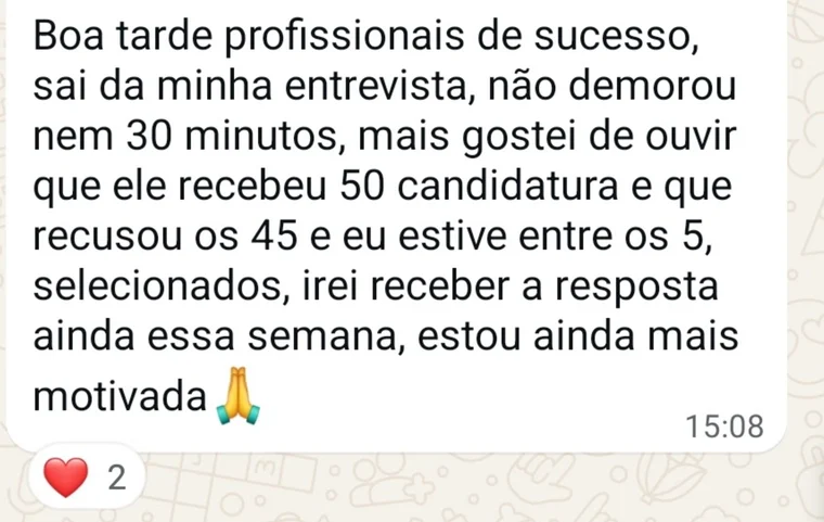 Testemunho de mentorada — entrevista conquistada