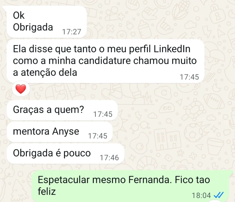 Testemunho de mentorada — LinkedIn e candidatura