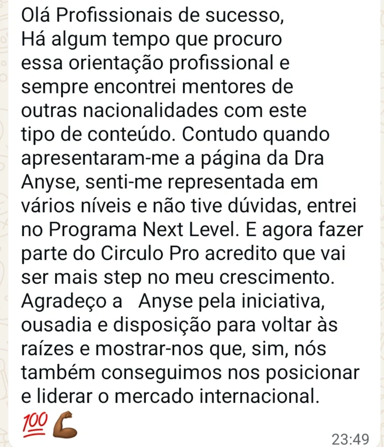 Testemunho de mentorada — Círculo Pro e Next Level